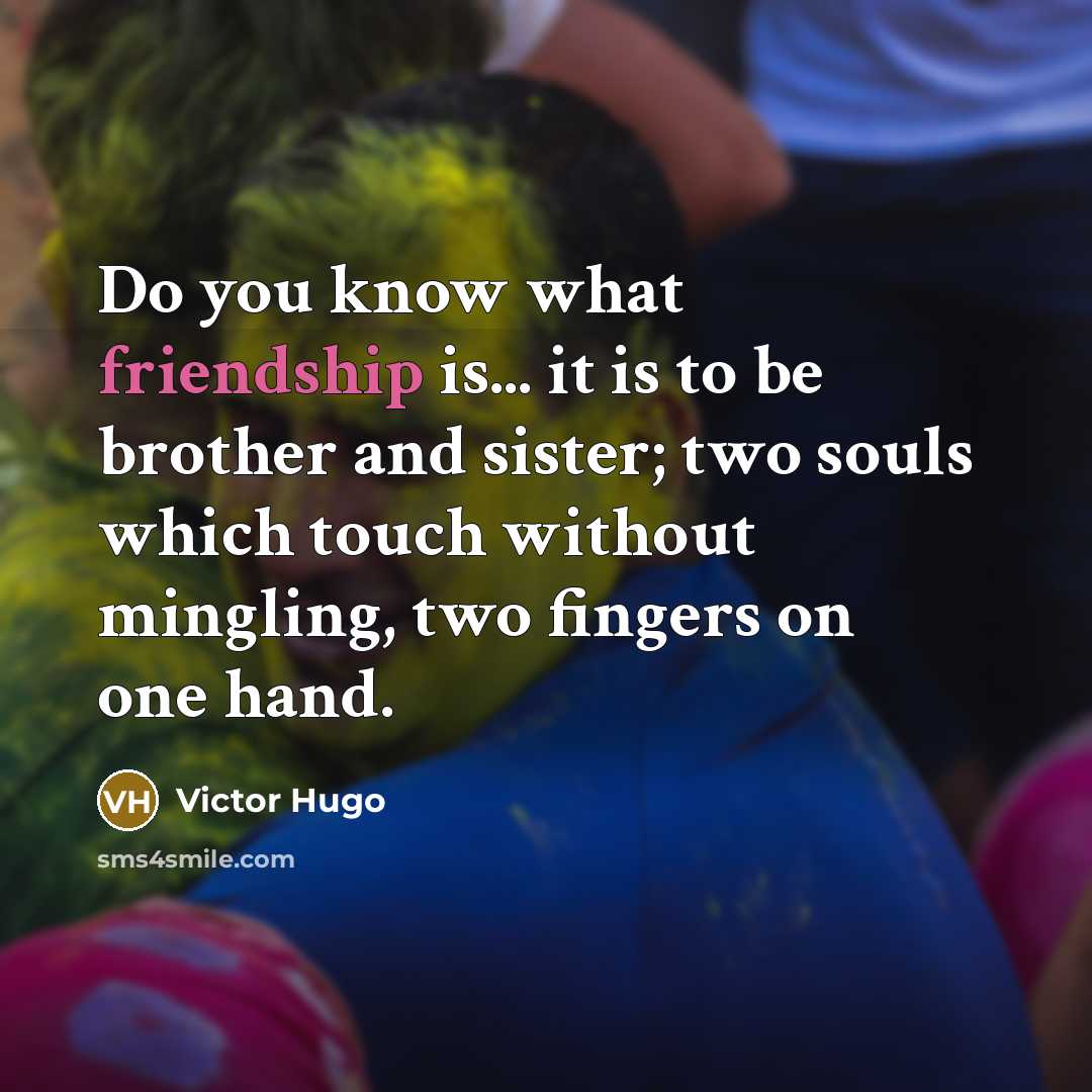 “Do you know what friendship is... it is to be…” quote by Victor Hugo