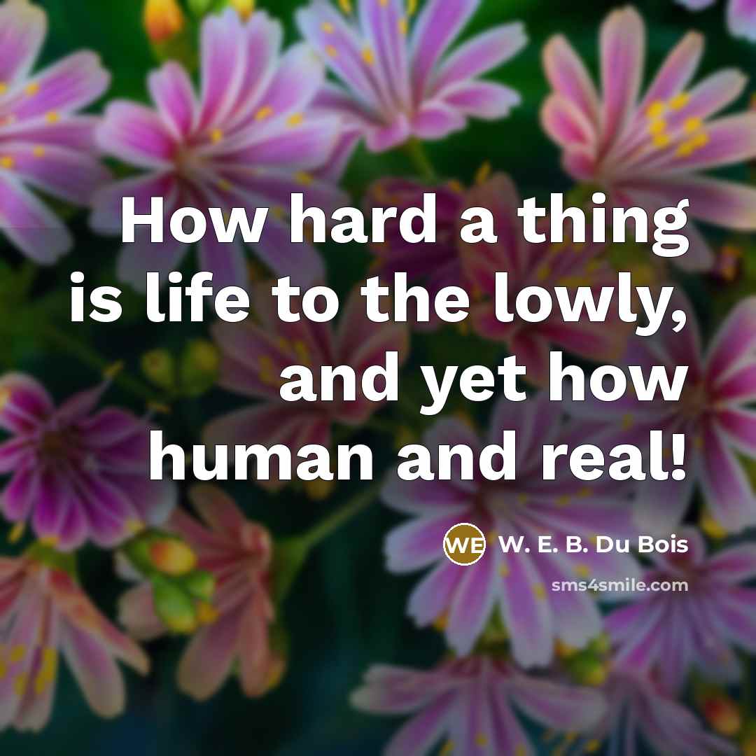 “How hard a thing is life to the lowly, and yet how human and real!” quote by W. E. B. Du Bois
