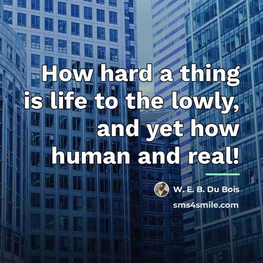 “How hard a thing is life to the lowly, and…” quote by W. E. B. Du Bois