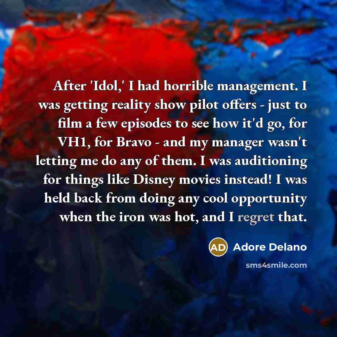 “After 'Idol,' I had horrible management. I was getting reality…” quote by Adore Delano
