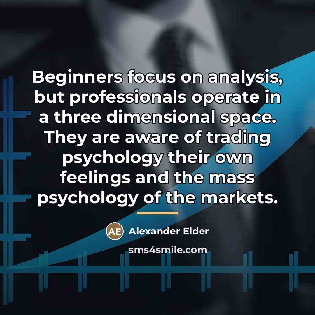“Beginners focus on analysis, but professionals operate in a three…” quote by Alexander Elder