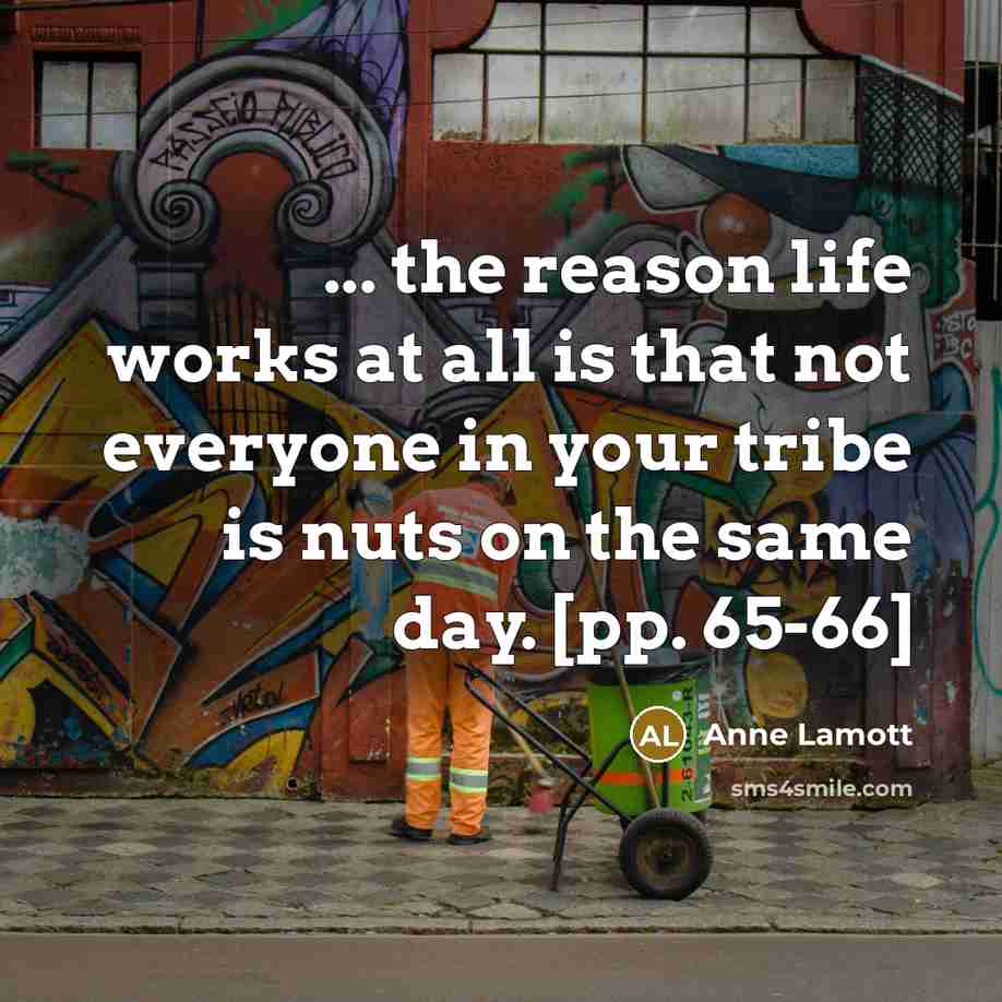 “... the reason life works at all is that not…” quote by Anne Lamott