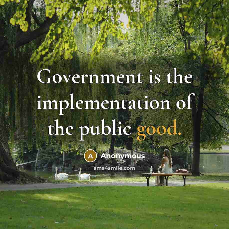 “Government is the implementation of the public good.” quote by Anonymous