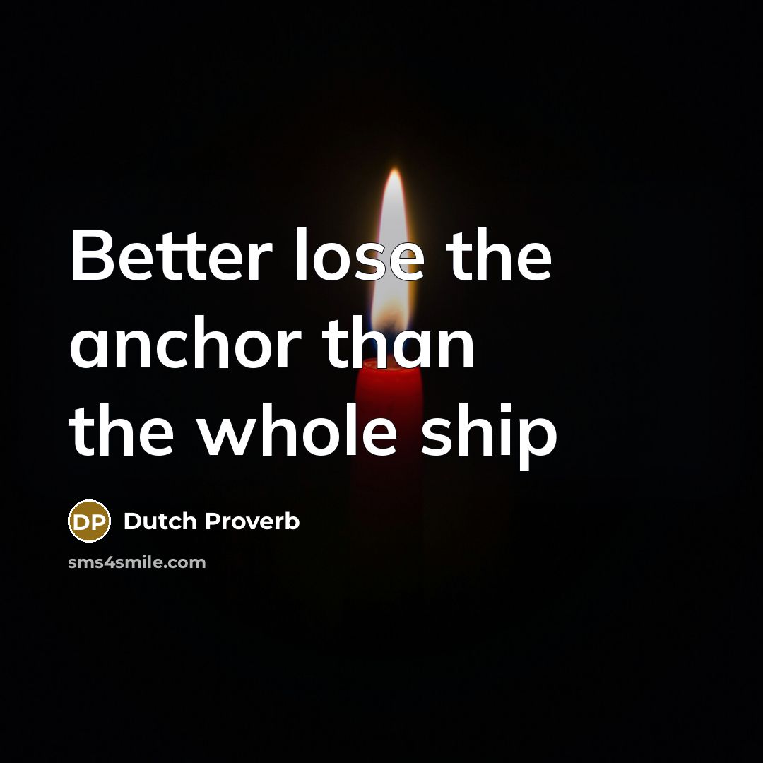 “Better lose the anchor than the whole ship…” quote by Dutch Proverb