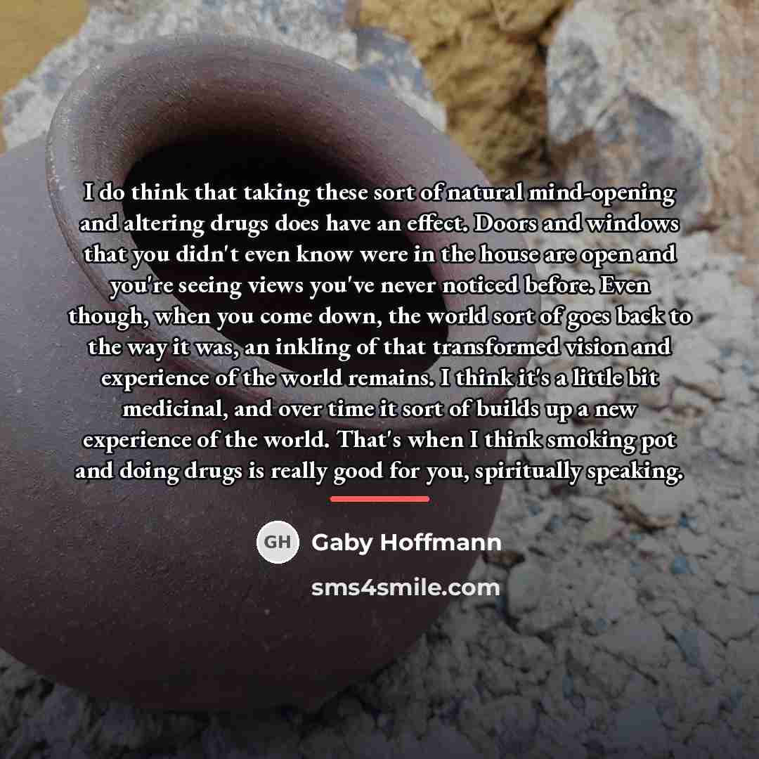“I do think that taking these sort of natural mind-opening…” quote by Gaby Hoffmann