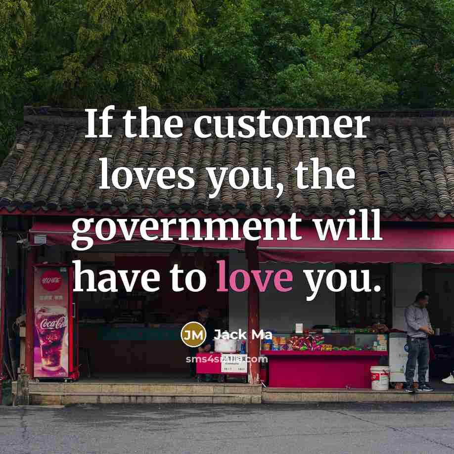 “If the customer loves you, the government will have to…” quote by Jack Ma