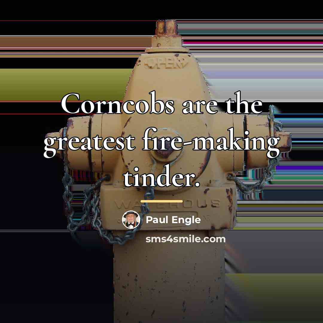 “Corncobs are the greatest fire-making tinder.…” quote by Paul Engle
