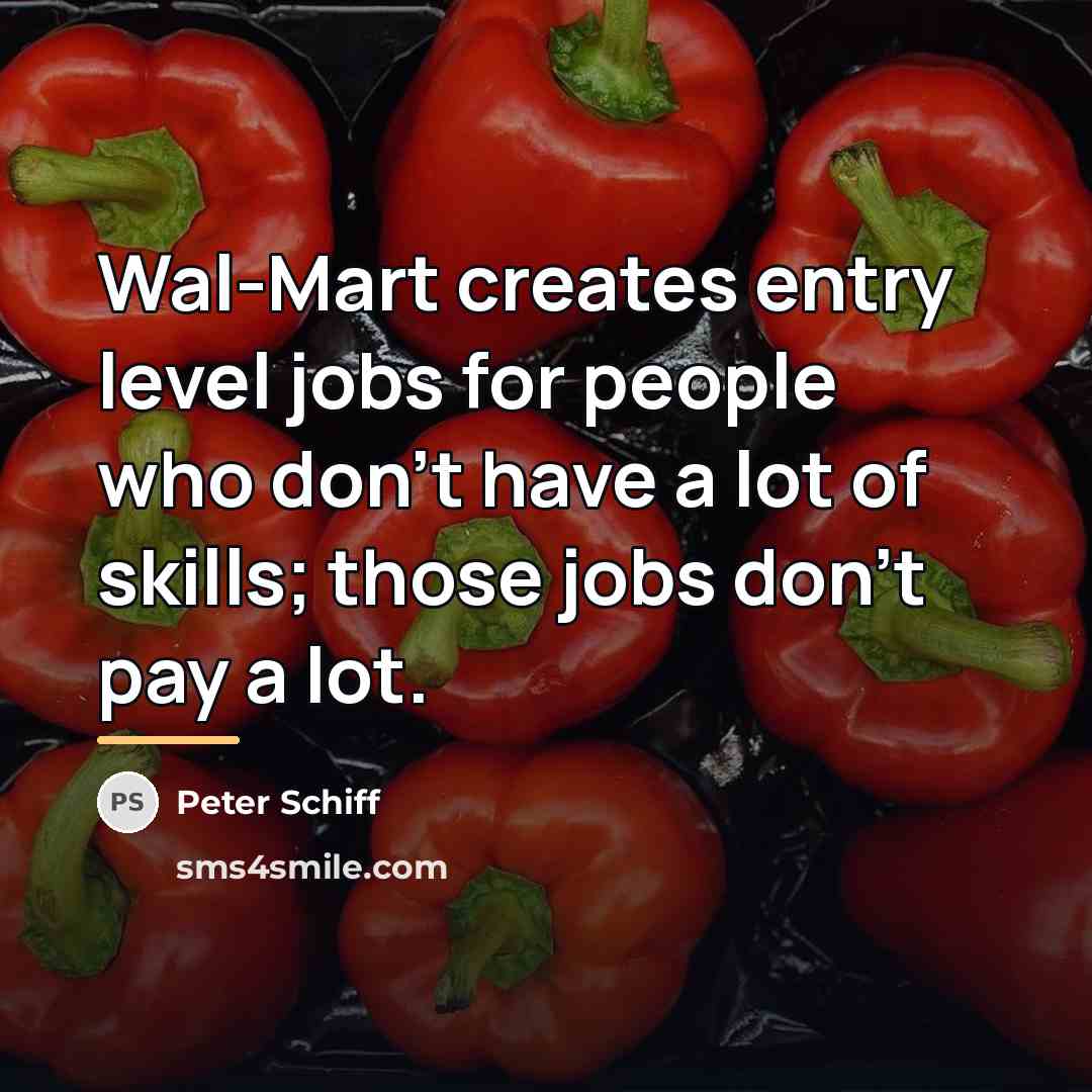 “Wal-Mart creates entry level jobs for people who don't have…” quote by Peter Schiff