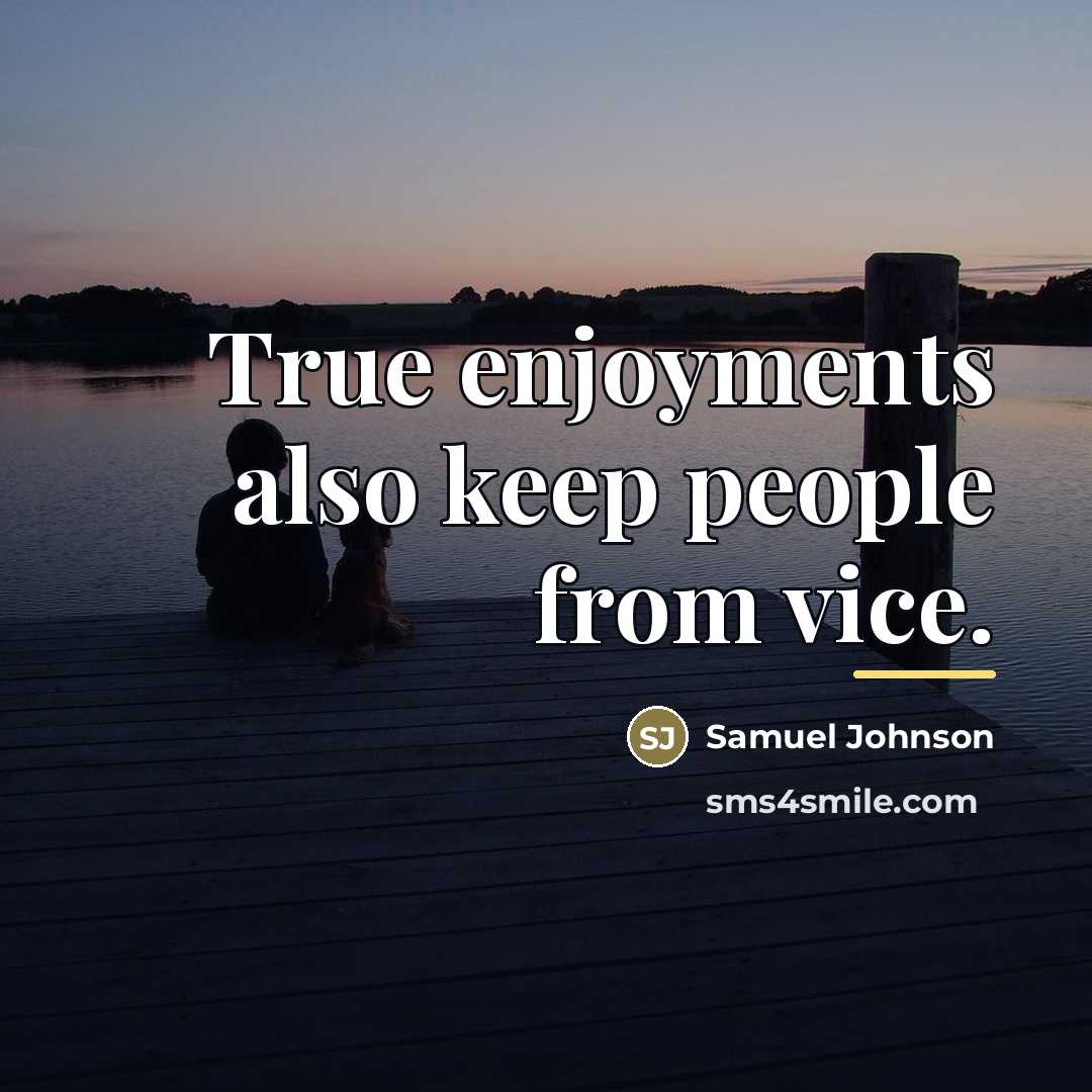 “True enjoyments also keep people from vice.…” quote by Samuel Johnson