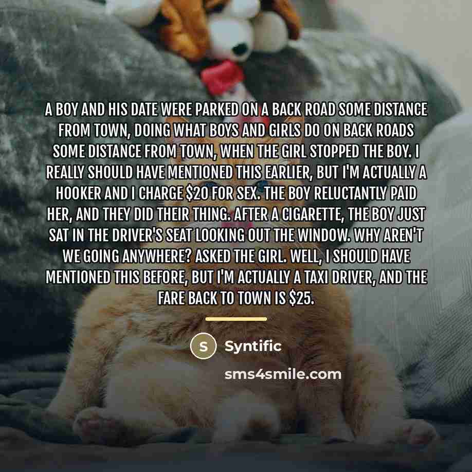 “A boy and his date were parked on a back…” quote by Syntific