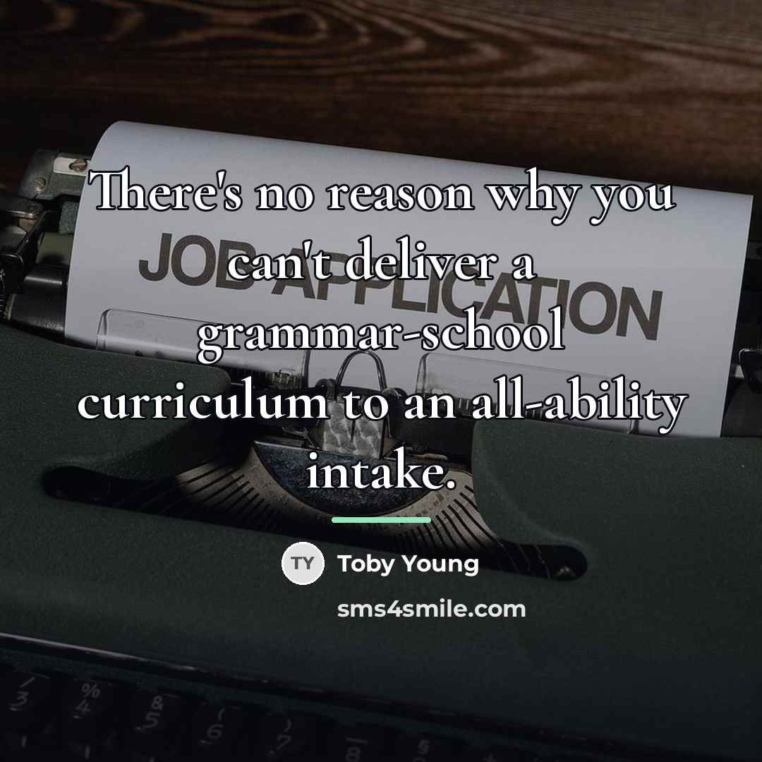 “There's no reason why you can't deliver a grammar-school curriculum…” quote by Toby Young