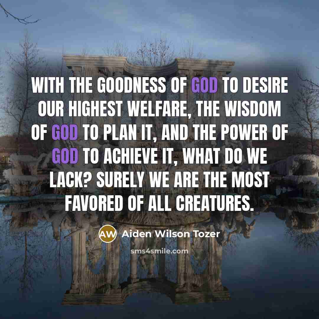 “With the goodness of God to desire our highest welfare,…” quote by Aiden Wilson Tozer