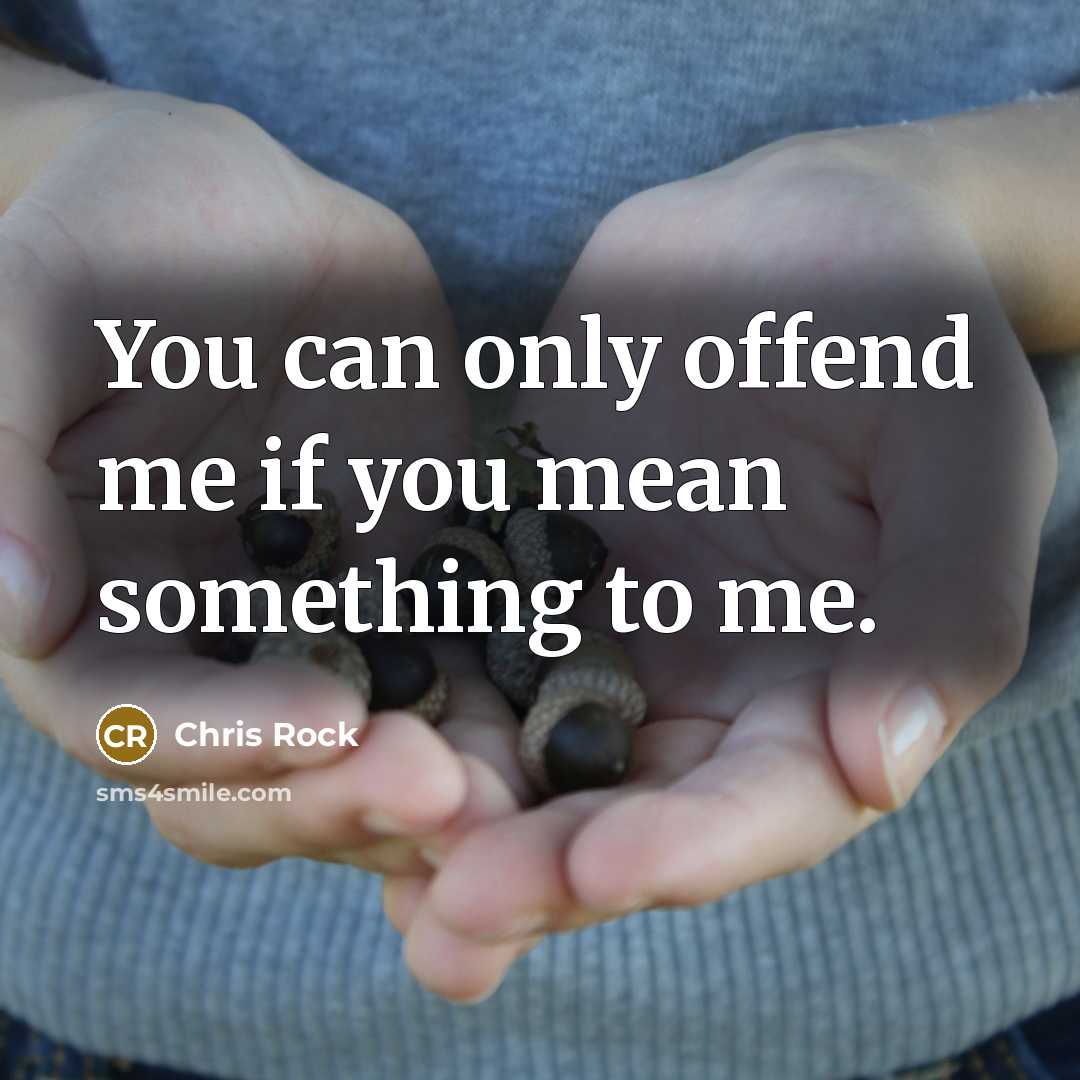 “You can only offend me if you mean something to…” quote by Chris Rock