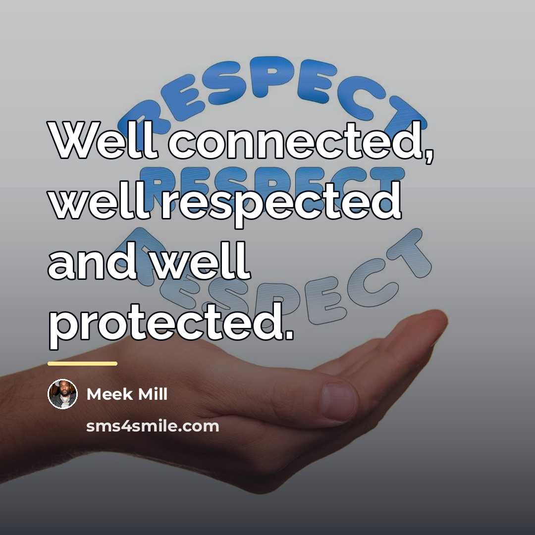 “Well connected, well respected and well protected.…” quote by Meek Mill