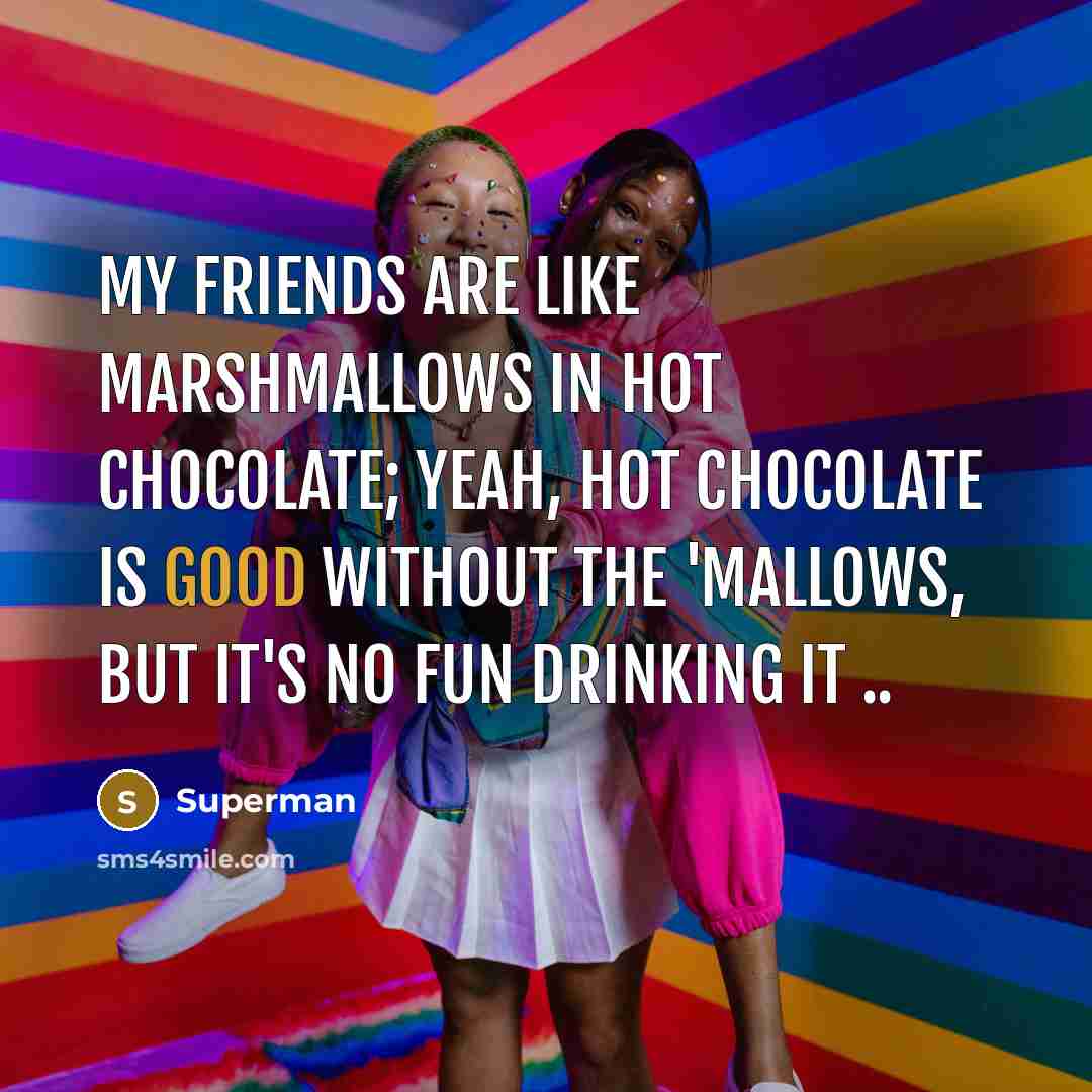 “My friends are like marshmallows in hot chocolate; yeah, hot…” quote by Superman