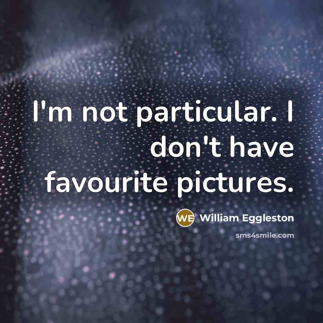 “I'm not particular. I don't have favourite pictures.…” quote by William Eggleston