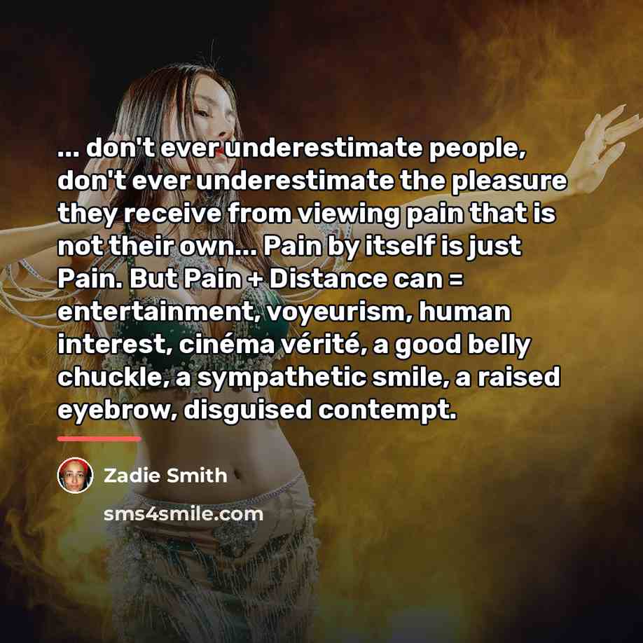 “... don't ever underestimate people, don't ever underestimate the pleasure…” quote by Zadie Smith