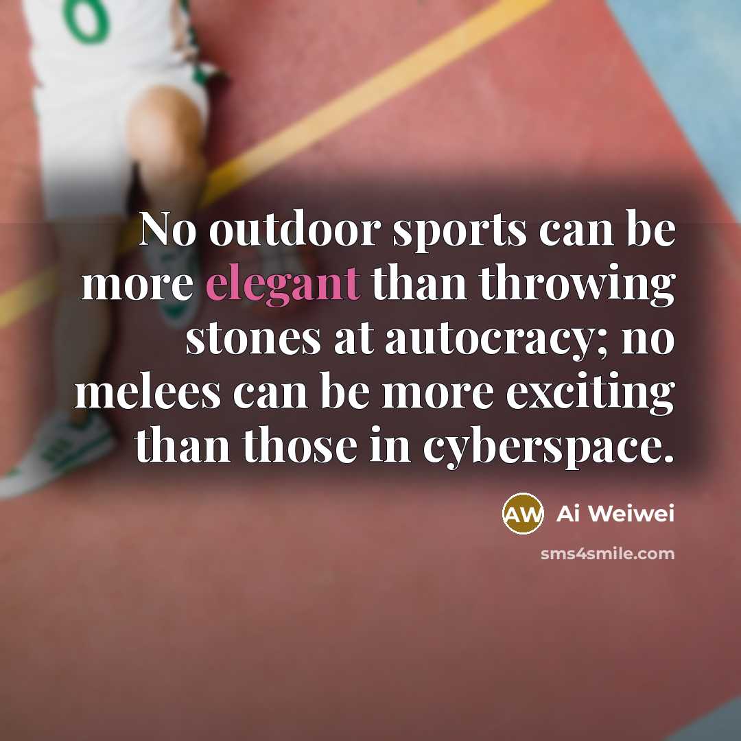 “No outdoor sports can be more elegant than throwing stones…” quote by Ai Weiwei