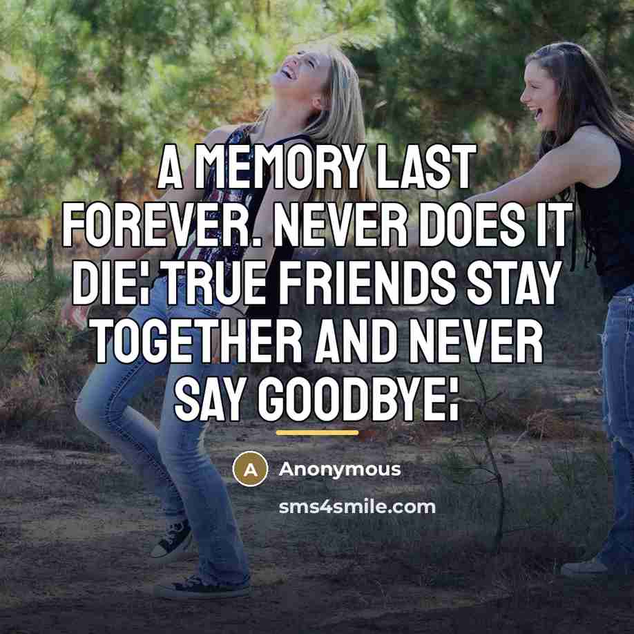 “A memory last forever. never does it die¦ true friends…” quote by Anonymous