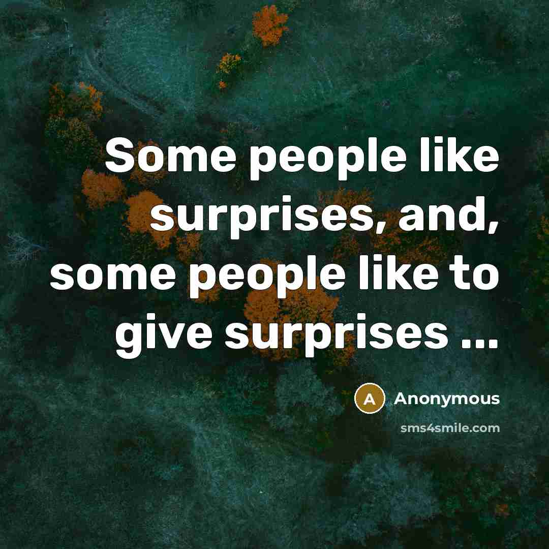 “Some people like surprises, and, some people like to give surprises ...” quote by Anonymous