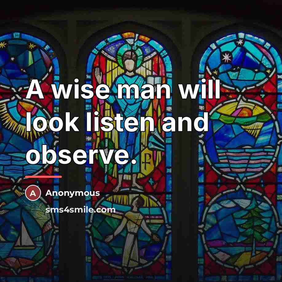 “A wise man will look listen and observe.…” quote by Anonymous