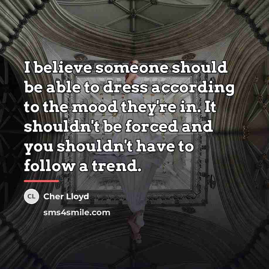 “I believe someone should be able to dress according to…” quote by Cher Lloyd