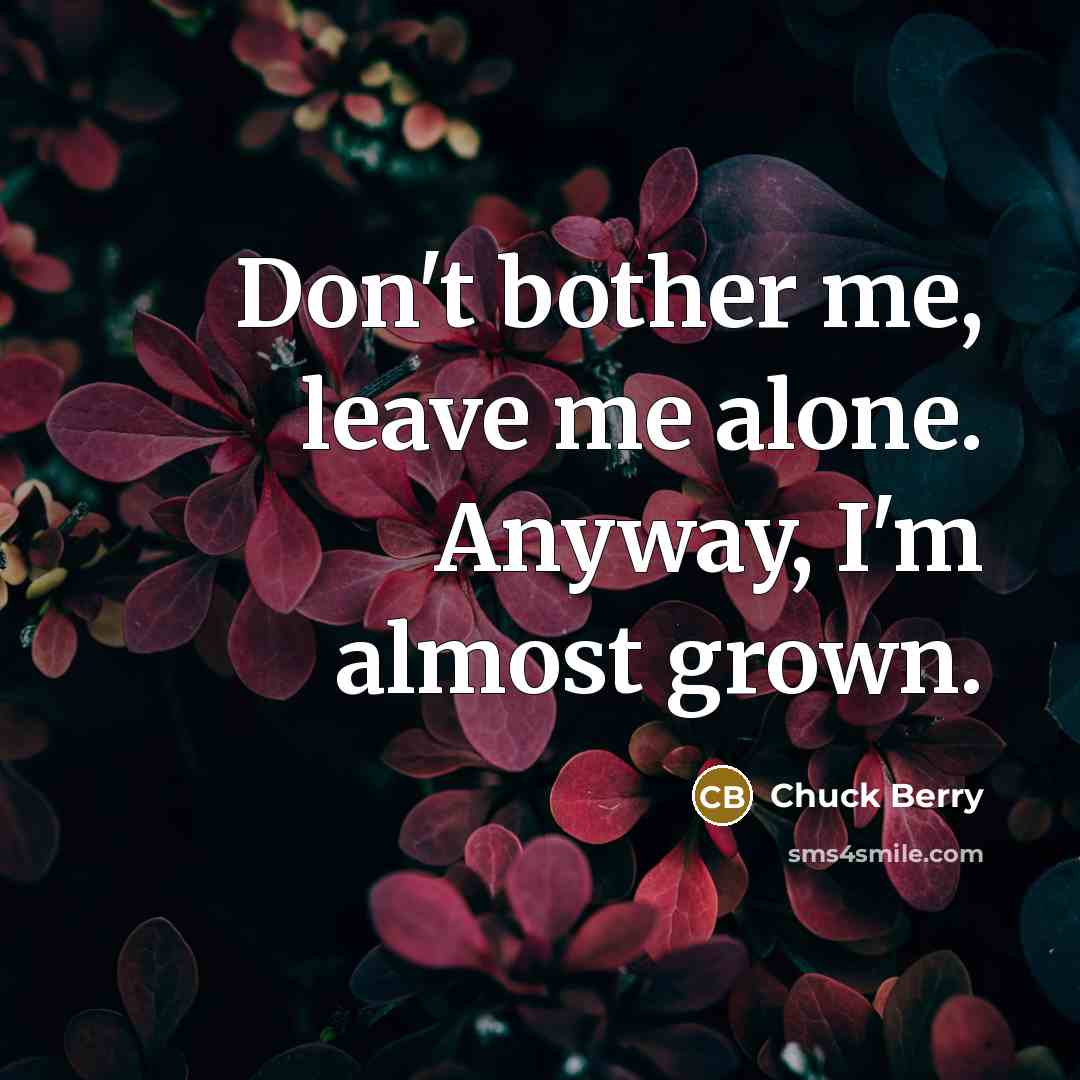 “Don't bother me, leave me alone. Anyway, I'm almost grown.…” quote by Chuck Berry