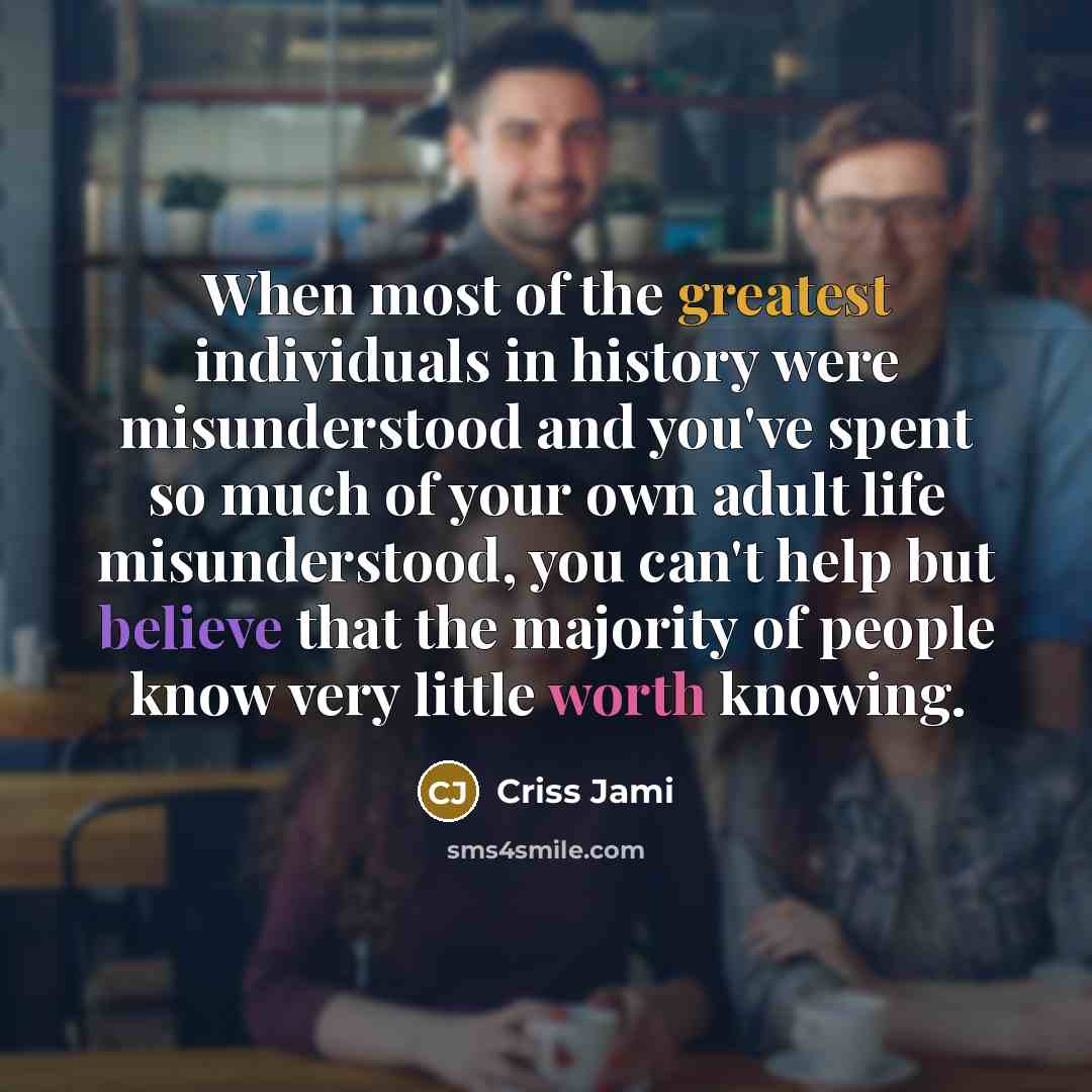 “When most of the greatest individuals in history were misunderstood…” quote by Criss Jami