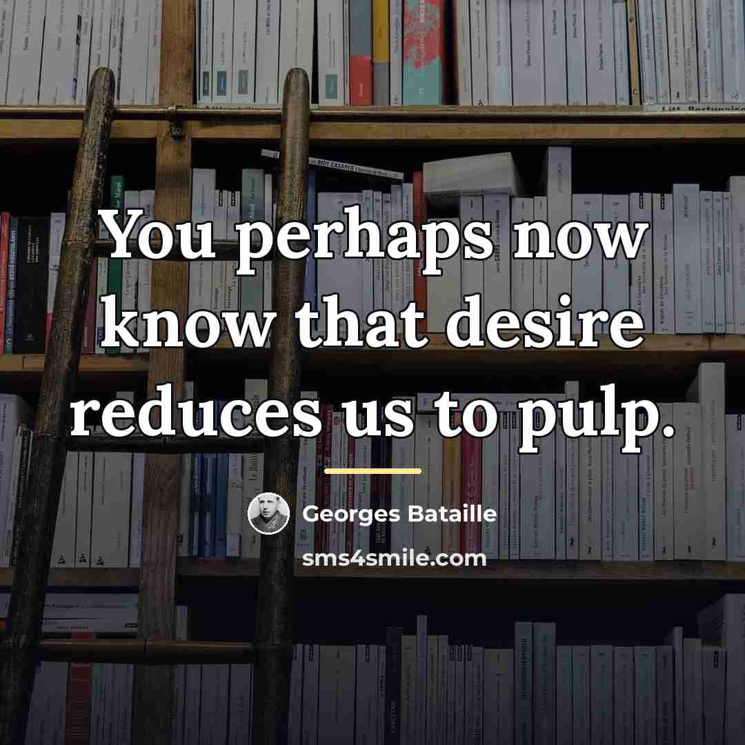 “You perhaps now know that desire reduces us to pulp.…” quote by Georges Bataille