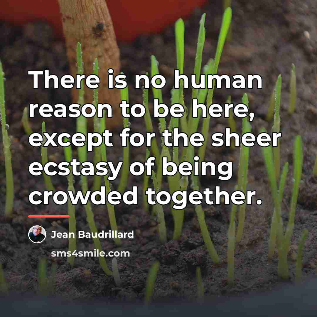 “There is no human reason to be here, except for…” quote by Jean Baudrillard