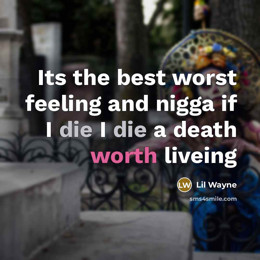 “Its the best worst feeling and nigga if I die…” quote by Lil Wayne