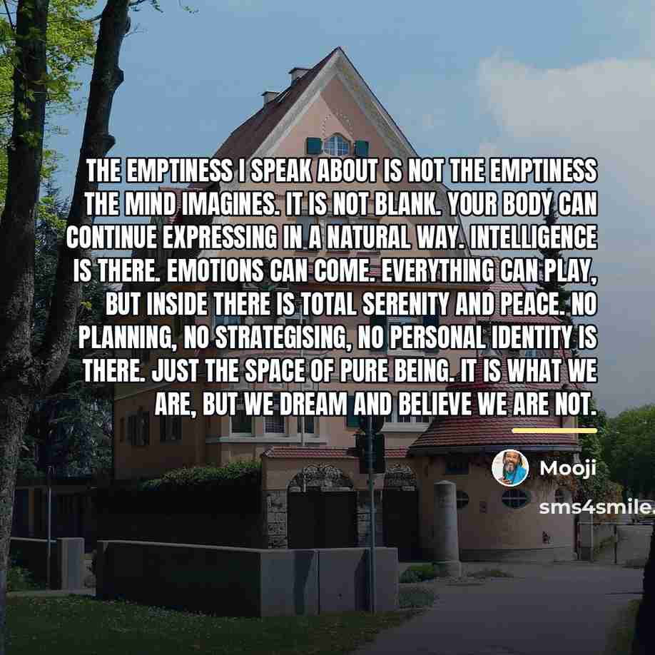 “The emptiness I speak about is not the emptiness the…” quote by Mooji