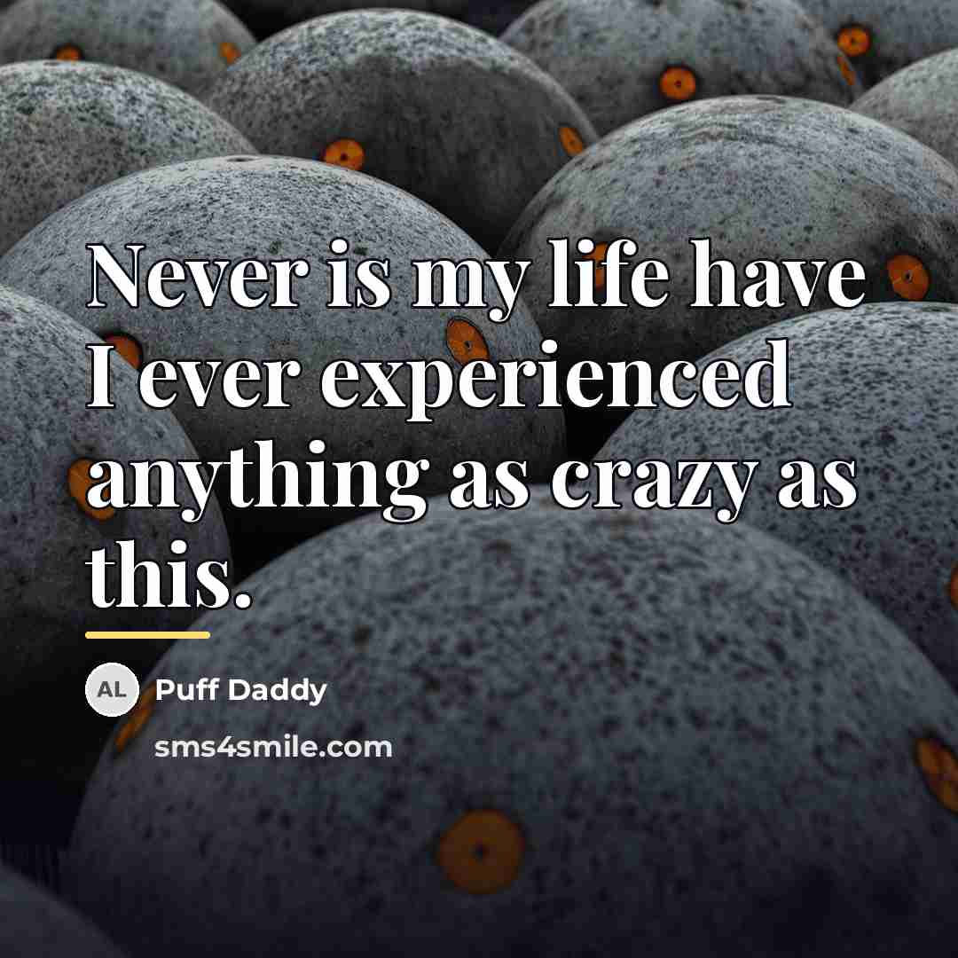 “Never is my life have I ever experienced anything as…” quote by Puff Daddy