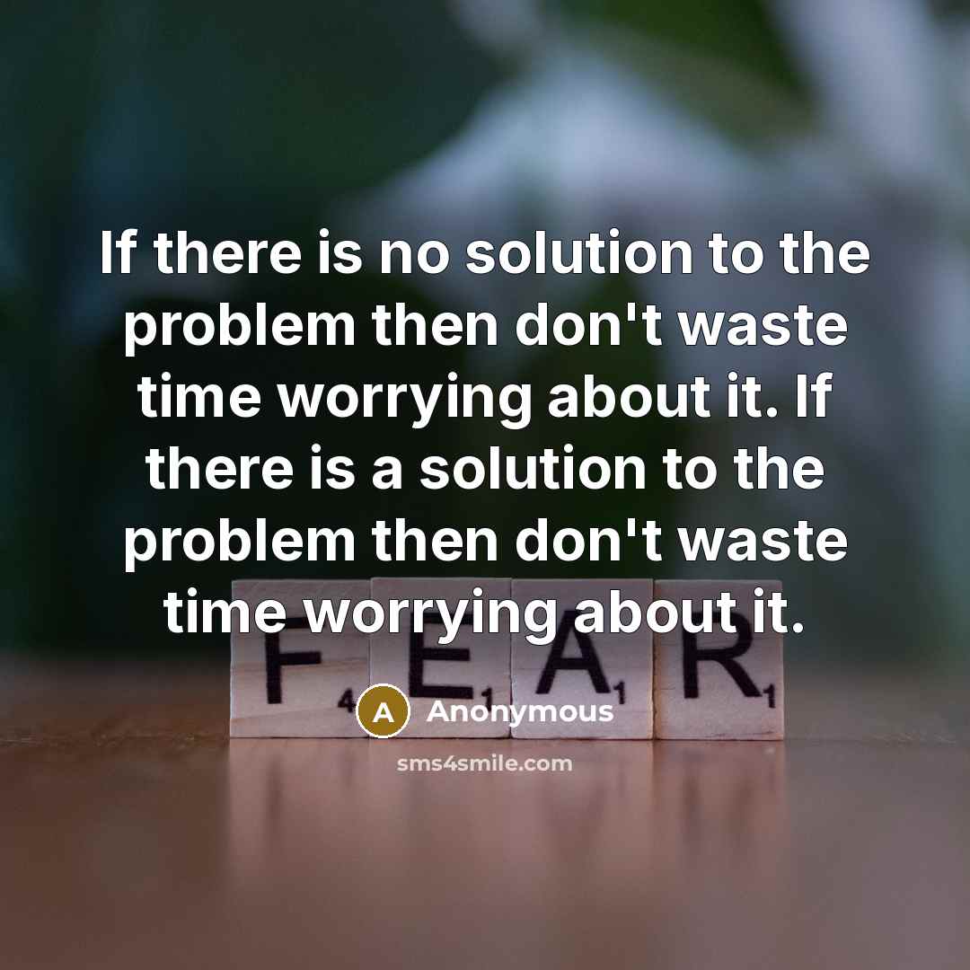 “If there is no solution to the problem then don't waste time worrying about it. If there is a solution to the problem then don't waste time worrying about it.” quote by Anonymous