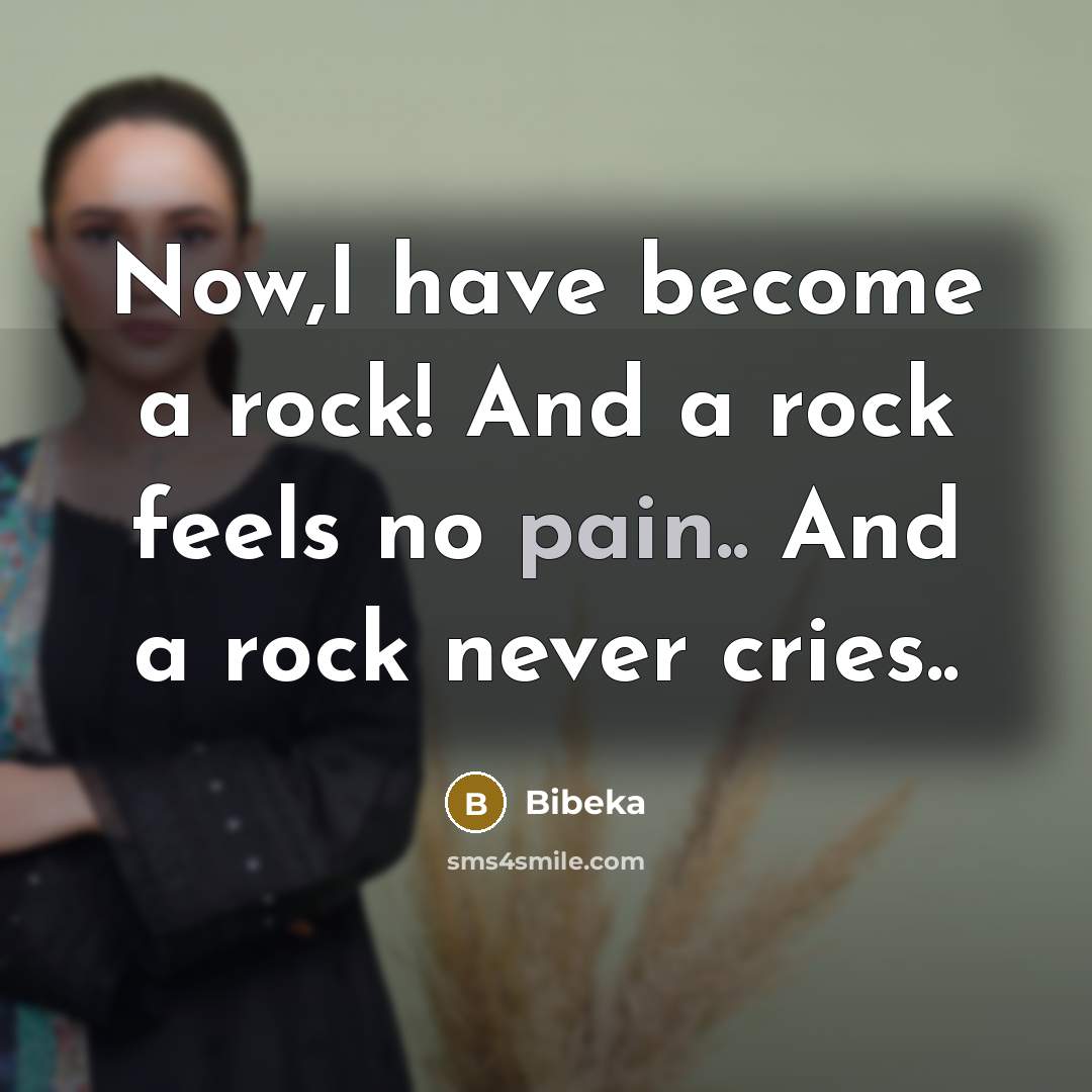 “Now,I have become a rock! And a rock feels no…” quote by Bibeka