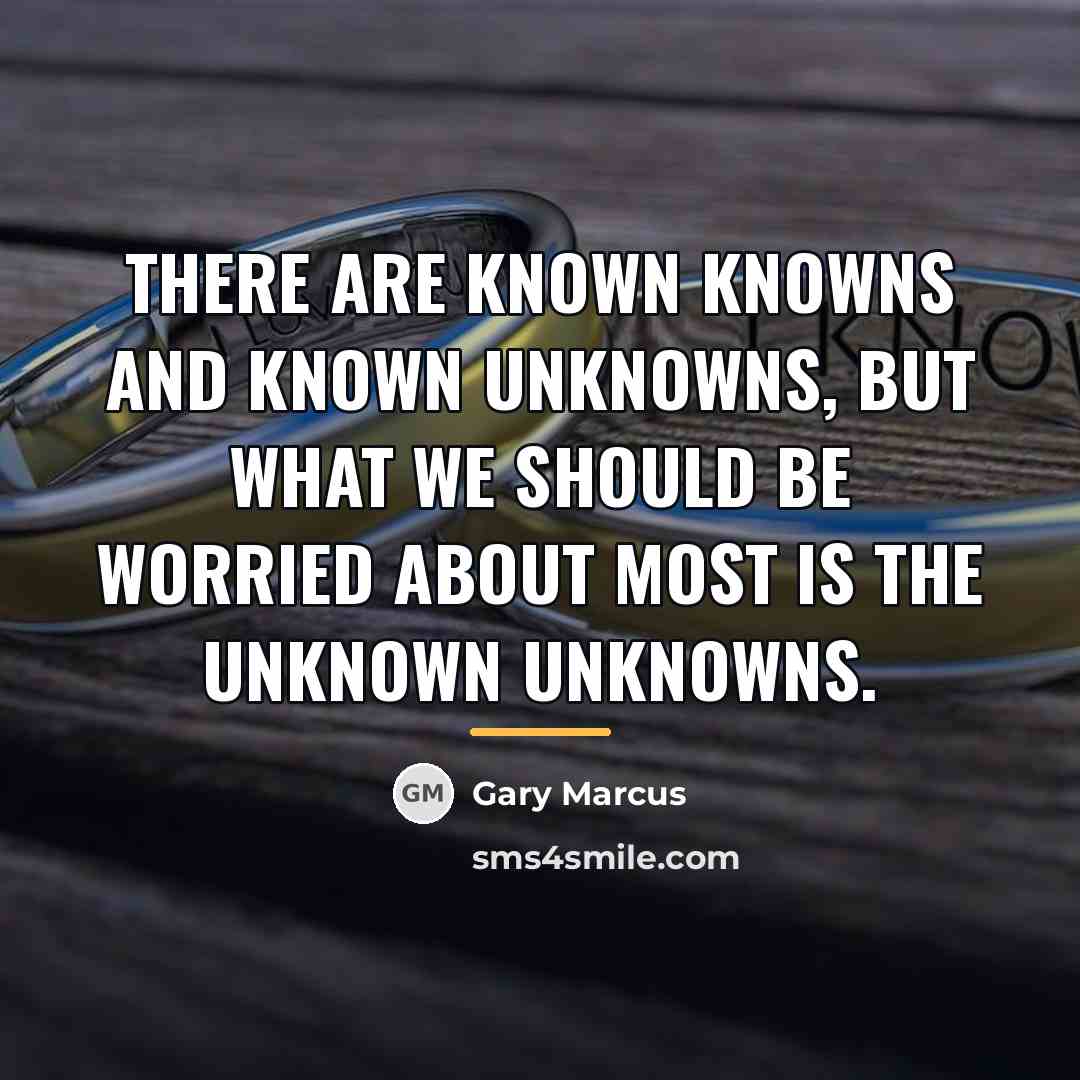 “There are known knowns and known unknowns, but what we…” quote by Gary Marcus