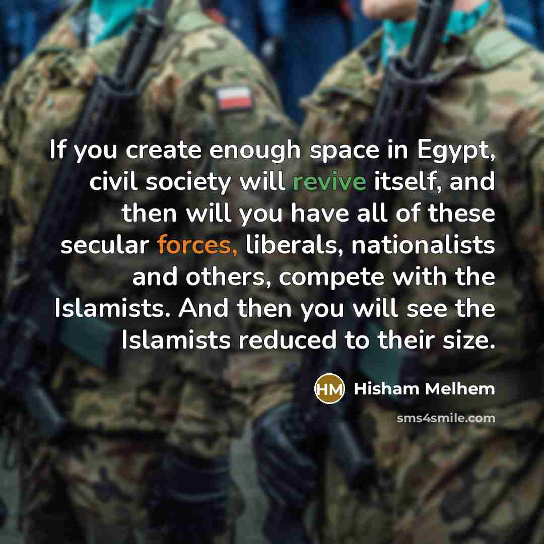 “If you create enough space in Egypt, civil society will…” quote by Hisham Melhem