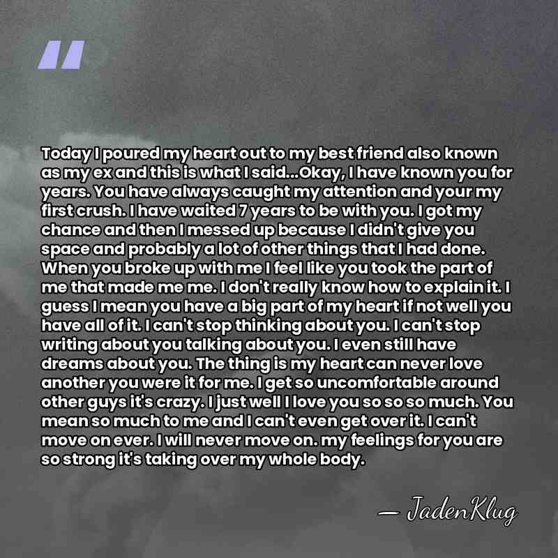 Today I poured my heart out to my best friend also known&hellip; - JadenKlug