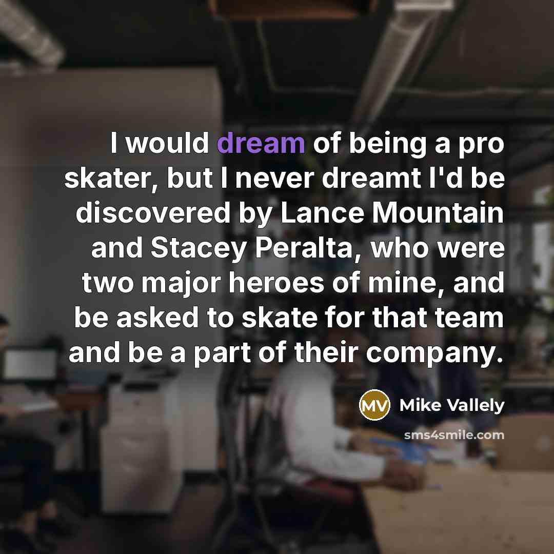 “I would dream of being a pro skater, but I…” quote by Mike Vallely