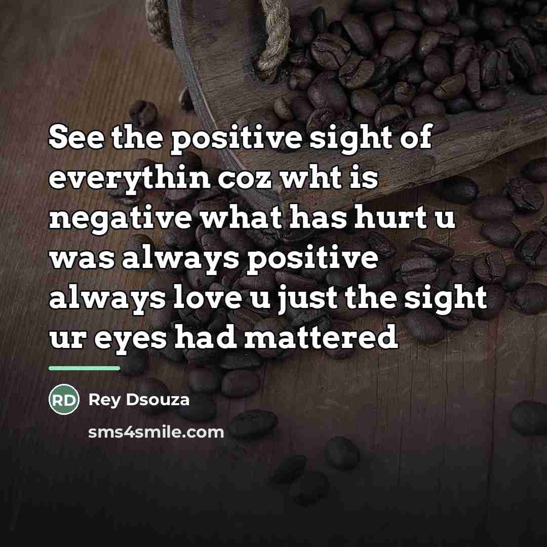 “See the positive sight of everythin coz wht is negative…” quote by Rey Dsouza