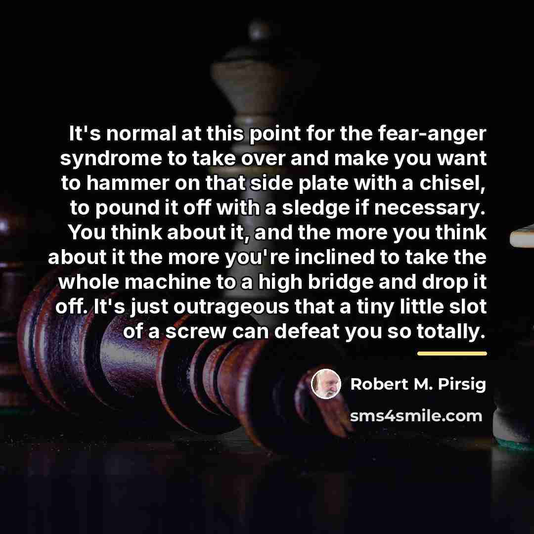 “It's normal at this point for the fear-anger syndrome to…” quote by Robert M. Pirsig