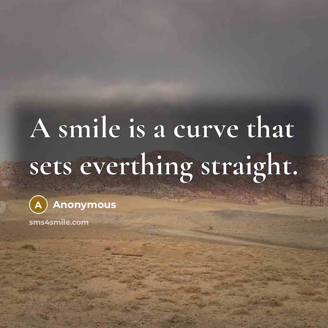 “A smile is a curve that sets everthing straight.” quote by Anonymous