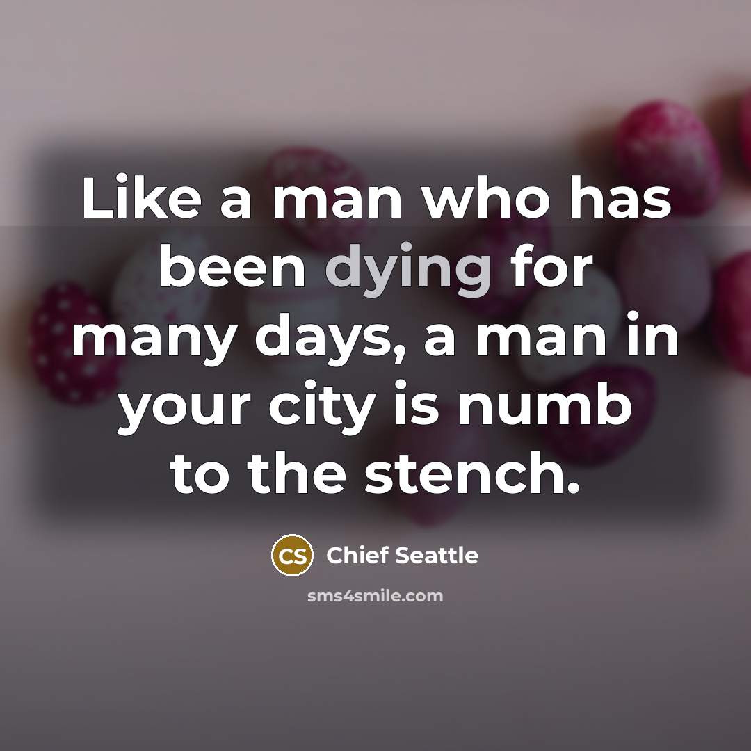 “Like a man who has been dying for many days,…” quote by Chief Seattle