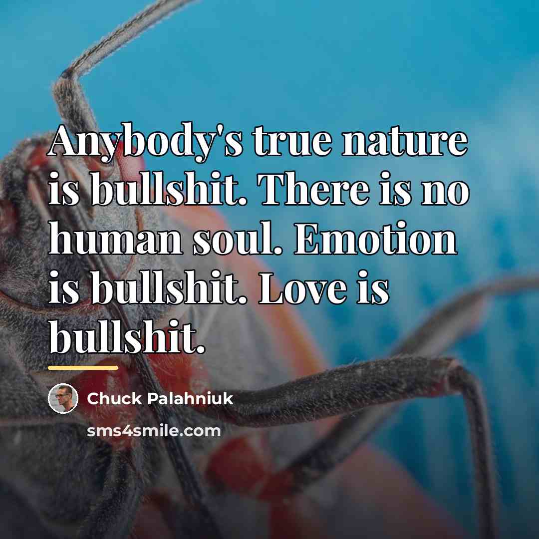 “Anybody's true nature is bullshit. There is no human soul.…” quote by Chuck Palahniuk
