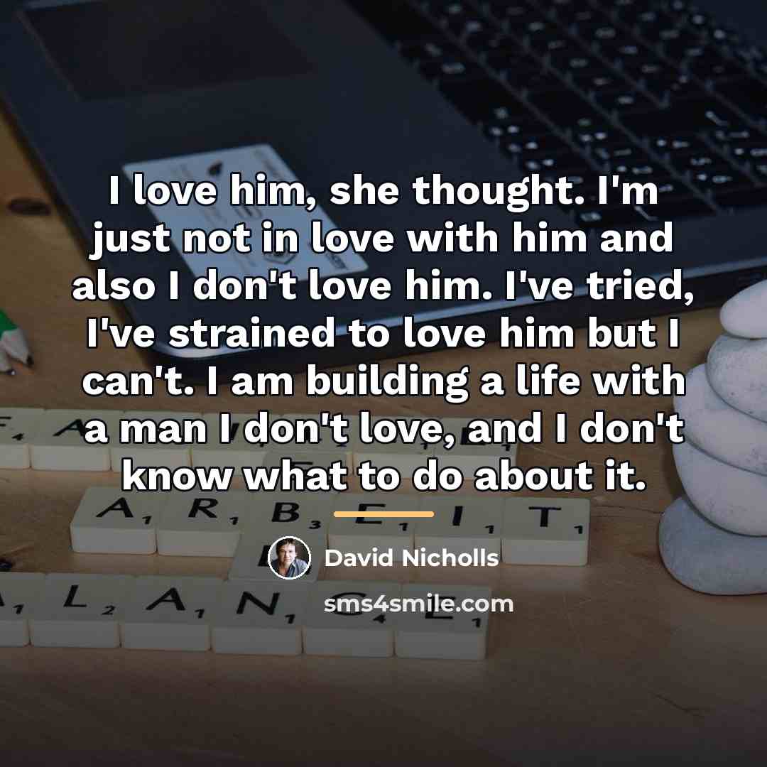 “I love him, she thought. I'm just not in love…” quote by David Nicholls