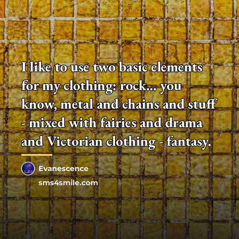 “I like to use two basic elements for my clothing:…” quote by Evanescence