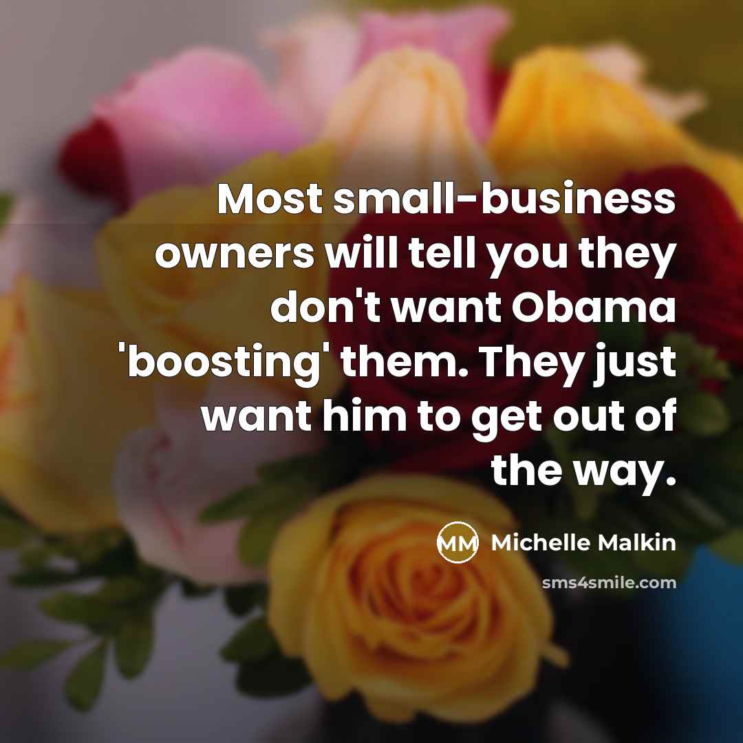 “Most small-business owners will tell you they don't want Obama…” quote by Michelle Malkin