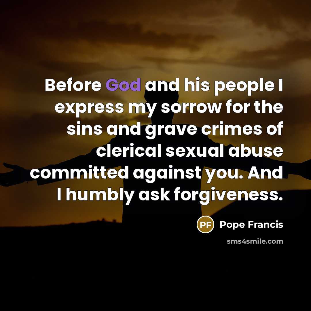 “Before God and his people I express my sorrow for…” quote by Pope Francis