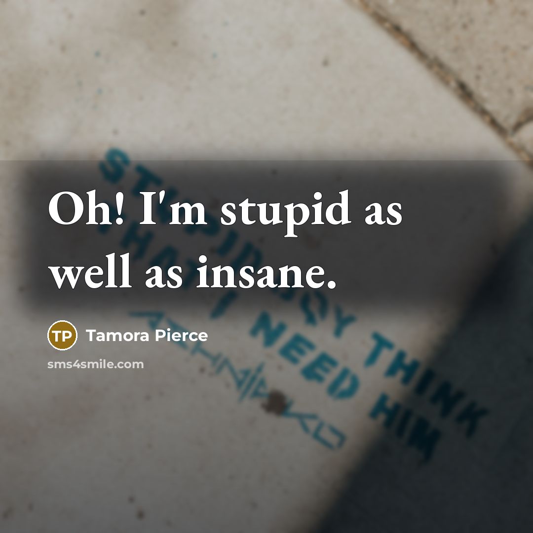 “Oh! I'm stupid as well as insane.…” quote by Tamora Pierce
