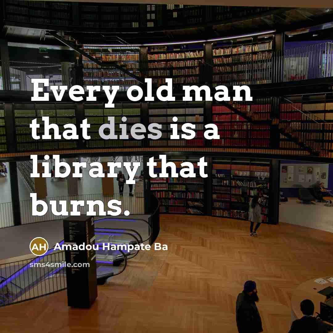 “Every old man that dies is a library that burns.” quote by Amadou Hampate Ba